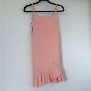 light pink dress with ruffle hem